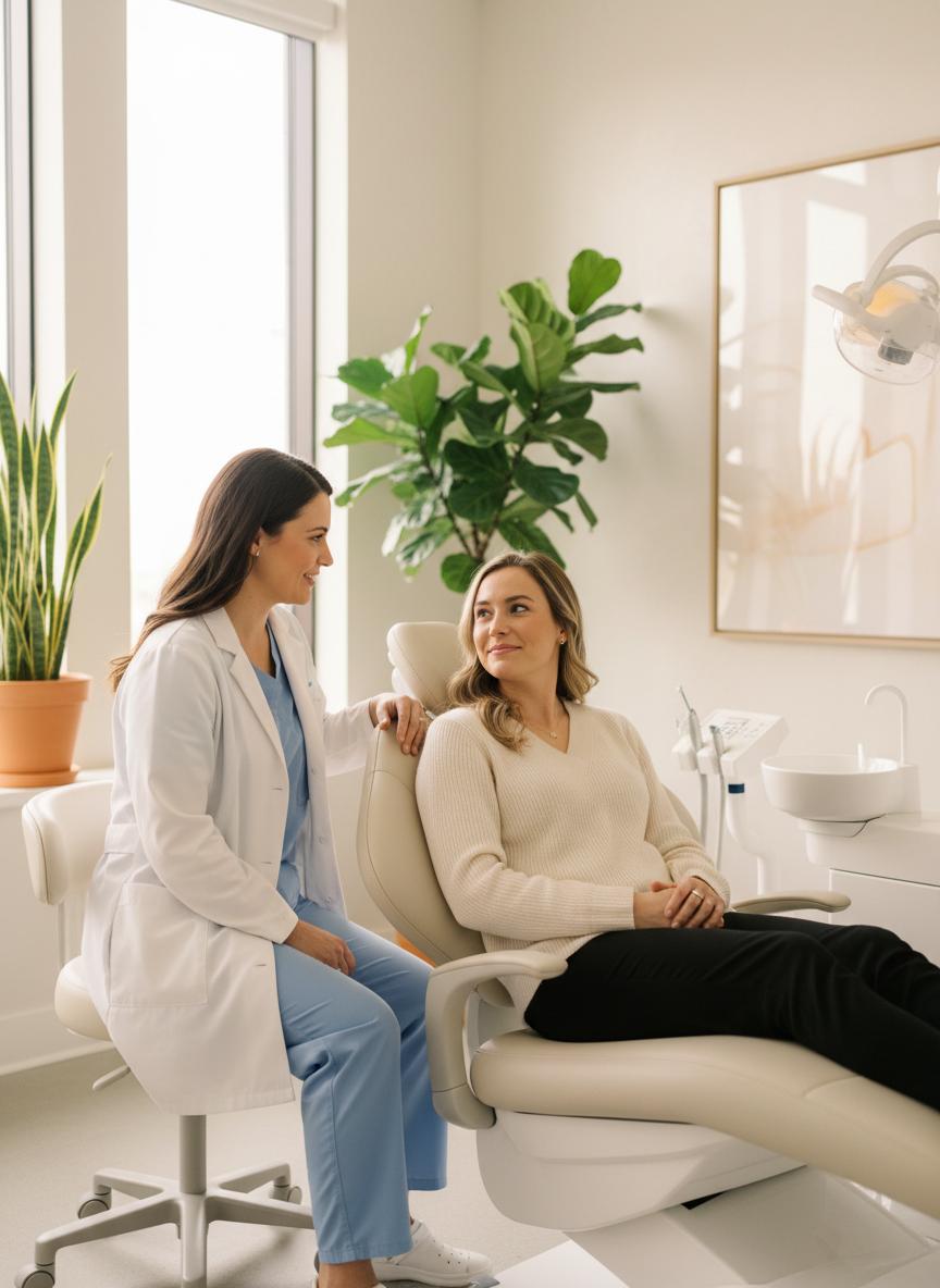 Doctor consulting with patient in warm clinic setting