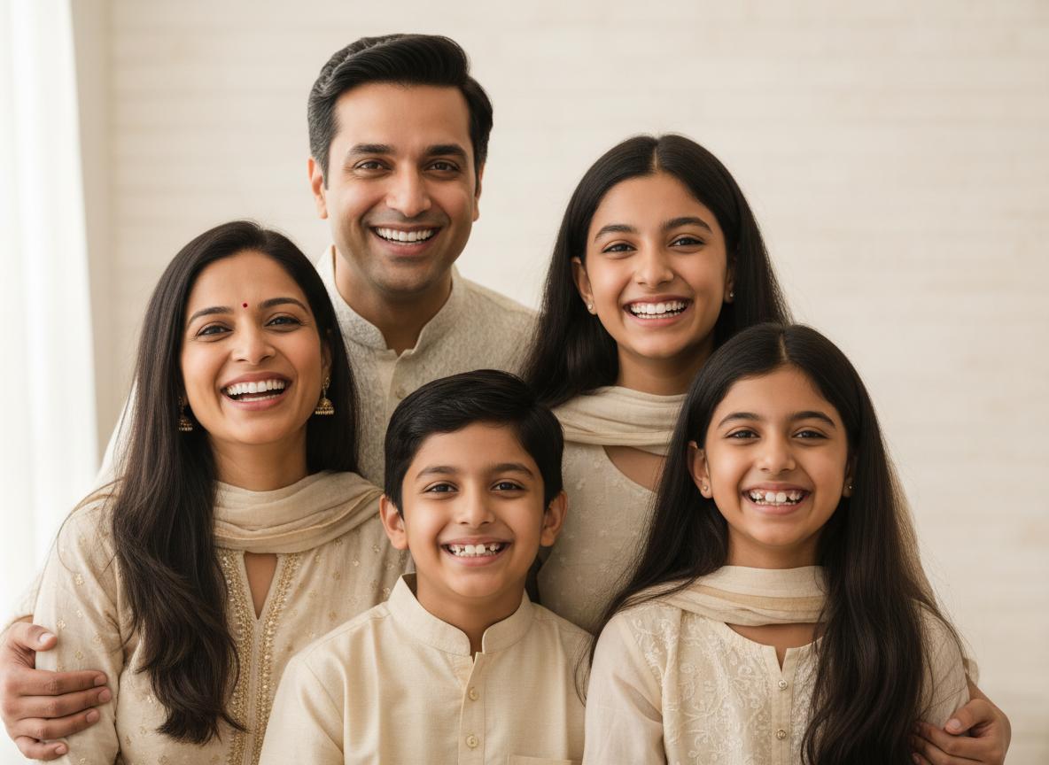 Happy family smiles