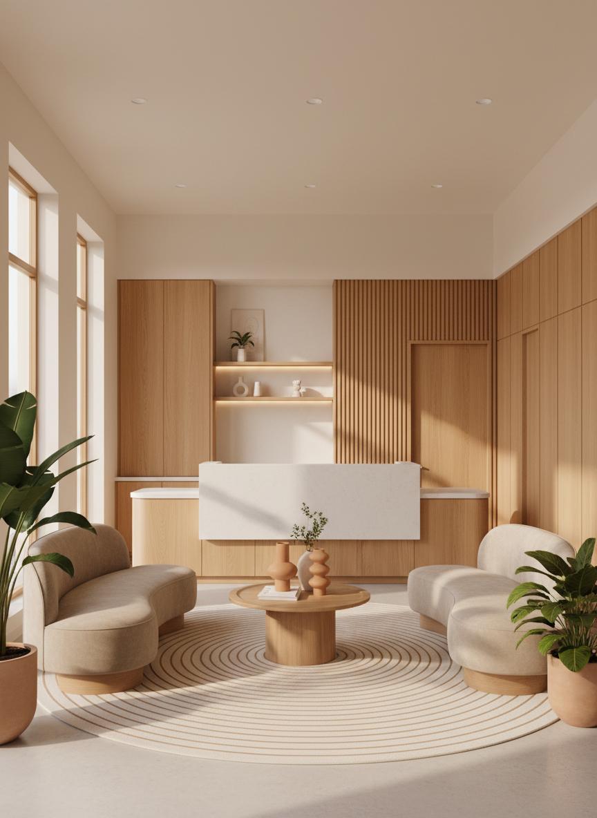 Bright, warm dental clinic interior at Navarang